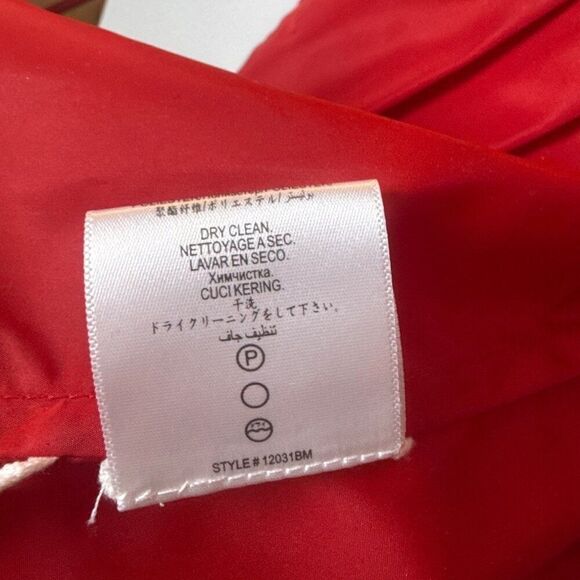 BCBGMAXAZRIA Womens Red Belted Trench Coat Medium Polyester - Picture 6 of 8